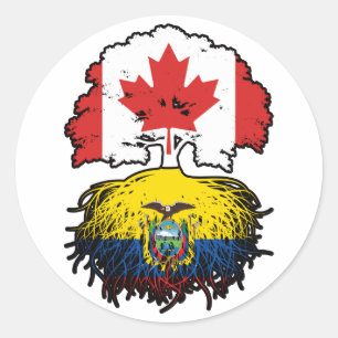 Sticker Rond Equateur Drapeau canadien équatorien des racines d