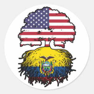 Sticker Rond Equateur Drapeau Equatorien Américain Arbre