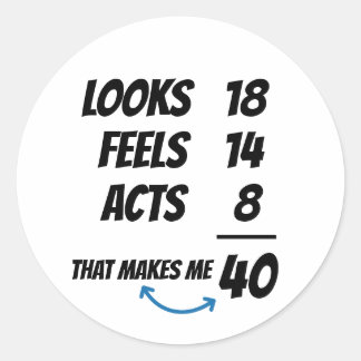 Sticker Rond Équation d'âge personnalisée drôle d'anniversaire 