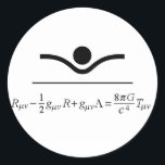 Sticker Rond Équation de champ<br><div class="desc">Relativité d'équation de champ en général, gravitation décrivant la courbure d'espace-temps en quelque sorte compatible aux considérations d'énergie.</div>