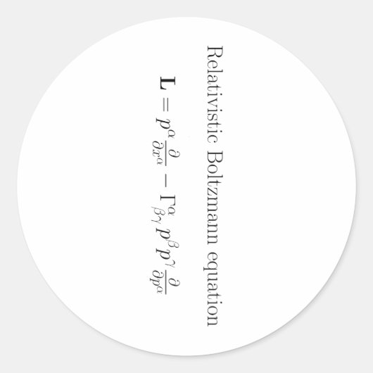 Sticker Rond Équation Relativiste Boltzmann (Devant)