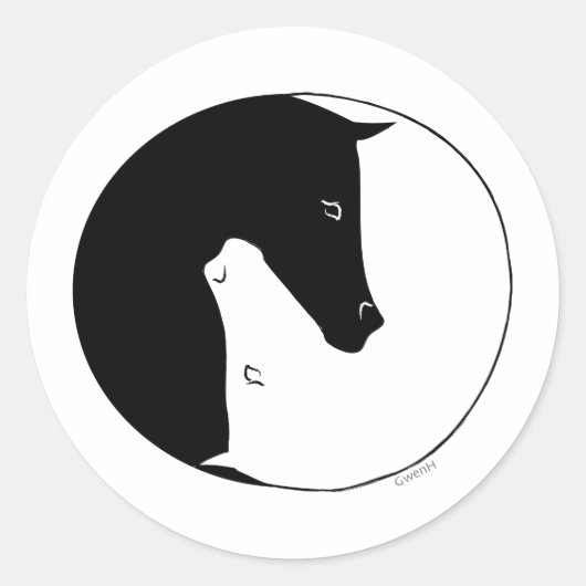 Sticker Rond Equestre Ying Yang (Devant)
