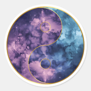 Sticker Rond Équilibre Cosmique Yin‑Yang Céleste