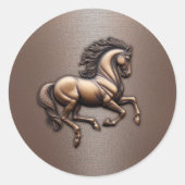Sticker Rond Equine Cheval Moderne Texture Cuivre Élégante (Devant)