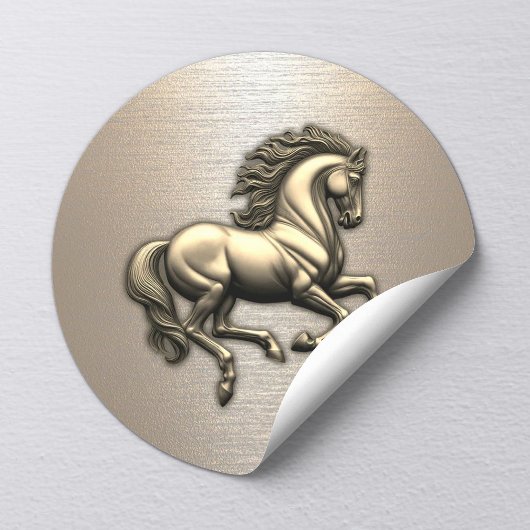 Sticker Rond Equine du Cheval d'Or moderne