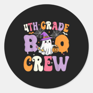 Sticker Rond Équipage Boo de 4e année Halloween T Éffrayant de