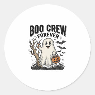Sticker Rond Équipage Boo Forever Vintage Fantôme Chemise Hallo