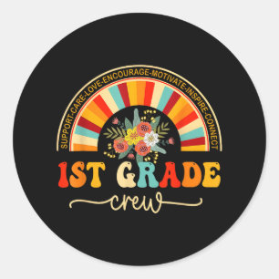 Sticker Rond Équipage de 1re année de retour à l'école Enseigna