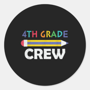 Sticker Rond Équipage de 4e année Mignon Retour à l'école