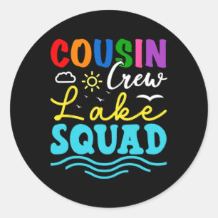 Sticker Rond Équipage de Cousins Lac Équipe Vacances Familiales