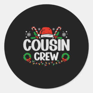 Sticker Rond Équipage de Cousins Lumières de Noël Famille Pyjam