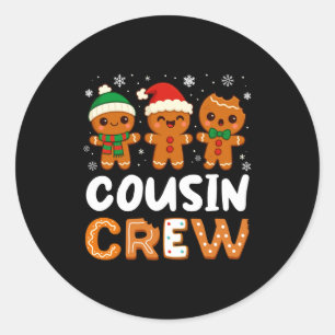 Sticker Rond Équipage de Cousins Noël 2025 Cookie Enfants Garço