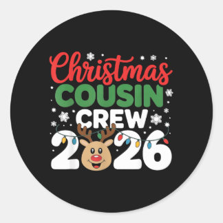 Sticker Rond Équipage de cousins Noël 2026 Xmas tenue de famill