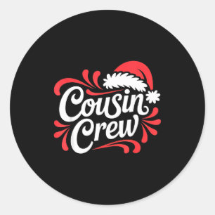 Sticker Rond Équipage de Cousins Noël Xmas Lumières Famille Ten