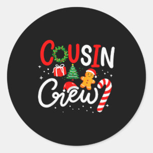 Sticker Rond Équipage de Cousins Noël Xmas Pyjamas Familiaux As