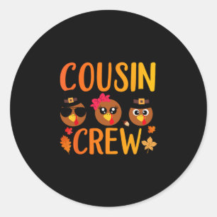 Sticker Rond Équipage de cousins Thanksgiving Enfants Famille a