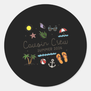 Sticker Rond Équipage de cousins vacances d'été 2026 plage d'Ha