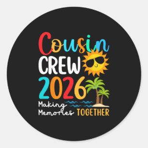 Sticker Rond Équipage de cousins voyage en famille à la plage p