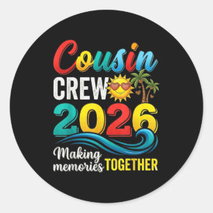 Sticker Rond Équipage de cousins voyage en famille à la plage v
