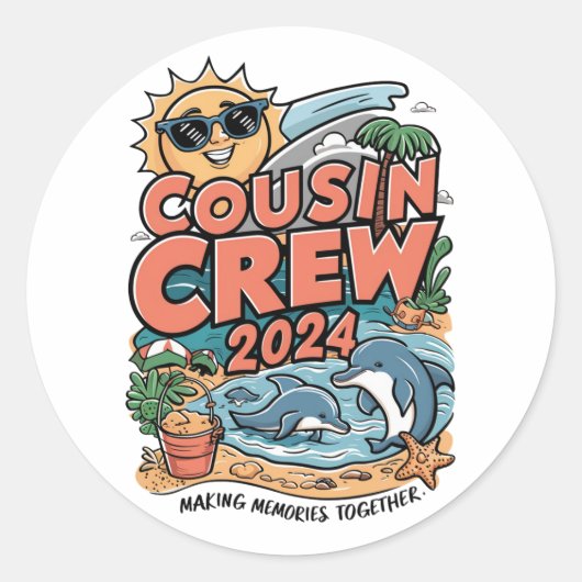 Sticker Rond Équipage de couture 2024 Vacances été Plage Voyage (Devant)