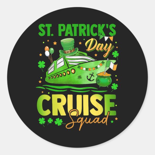Sticker Rond Équipage de croisière de la Saint-Patrick Squad en (Devant)