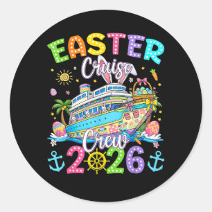 Sticker Rond Équipage de croisière de Pâques 2026 Vacances fami