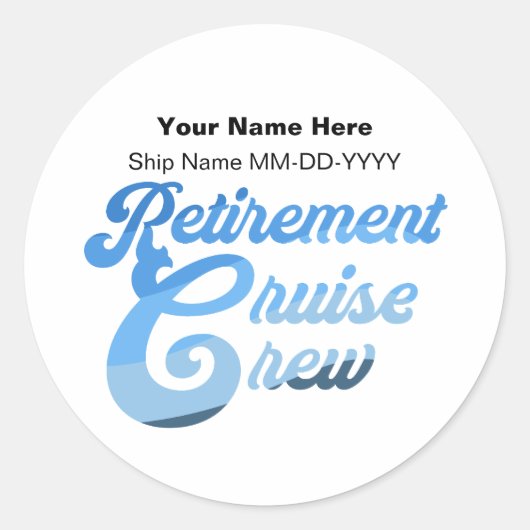 Sticker Rond Équipage de croisière de retraite (Devant)
