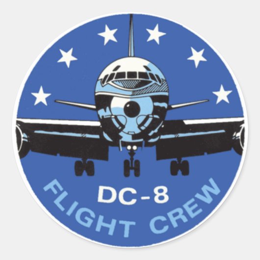Sticker Rond Équipage des aéronefs DC-8 (Devant)