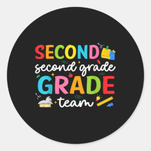 Sticker Rond Équipe 2e année 2e année Enseignant Squad Retour à
