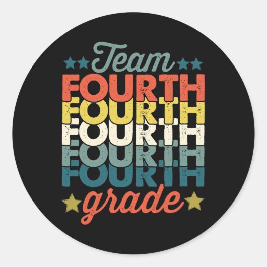 Sticker Rond Équipe 4e 4e année Retour à l'école Enseignants (Devant)