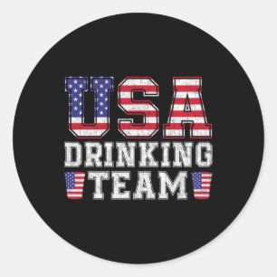 Sticker Rond Équipe Boire Usa Drôle Boire Amateur De Bière 4e D