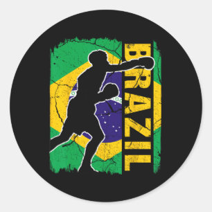 Sticker Rond Équipe brésilienne de boxe Brésil Drapeau Gants de