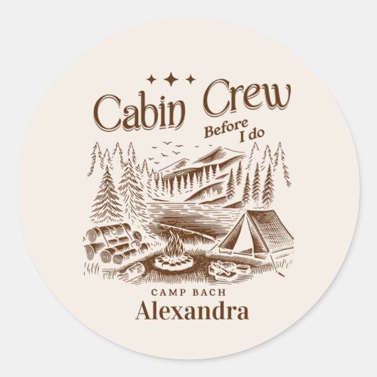 Sticker Rond Équipe Cabine de camp avant bachelorette (Devant)