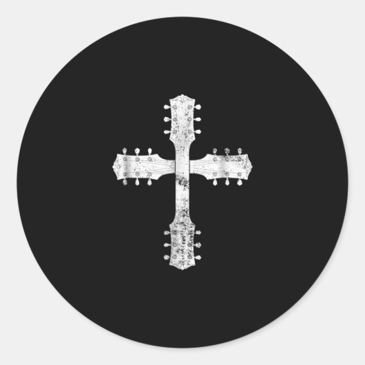 Sticker Rond équipe chrétienne de culte guitare cross (Devant)
