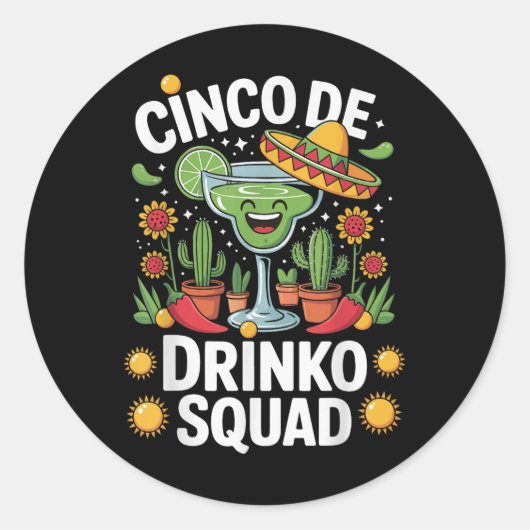 Sticker Rond Équipe Cinco De Drinko (Devant)