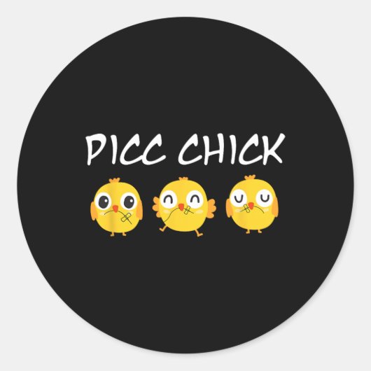 Sticker Rond Équipe d'accès vasculaire Picc Chick poulet mignon (Devant)