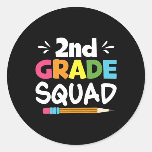 Sticker Rond Équipe de 2e année Deuxième enseignant Équipe d'él (Devant)