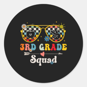 Sticker Rond Équipe de 3e année Cute enseignant Super Retour T