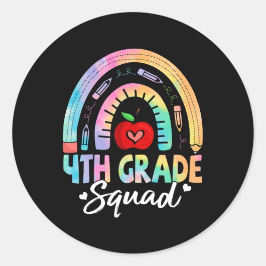 Sticker Rond Équipe de 4e année Retour à l'école Enseignants de (Devant)