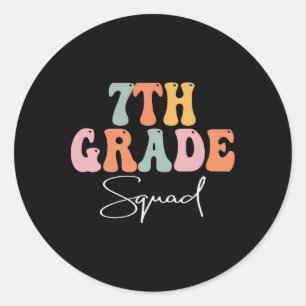 Sticker Rond Équipe de 7e année Femmes Super rétro Joyeux Premi