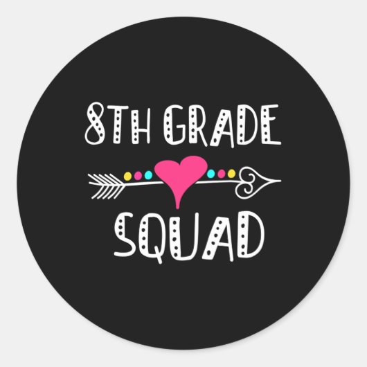 Sticker Rond Équipe de 8e année Enseignant Élève Équipe Retour  (Devant)