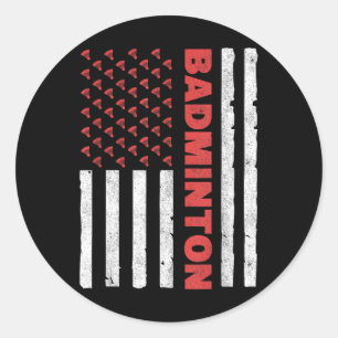 Sticker Rond Équipe de badminton Drapeau américain Usa Badminto