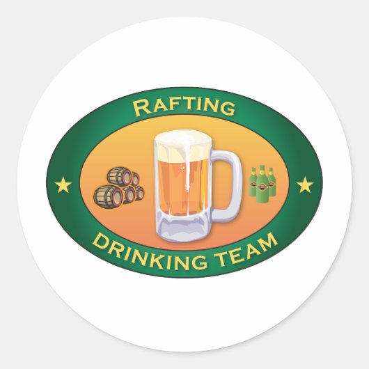 Sticker Rond Équipe de boisson de Rafting (Devant)