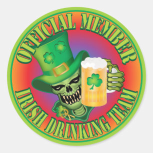 Sticker Rond Équipe de boisson irlandaise Skull.ai