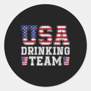 Sticker Rond Équipe de boisson Usa Drôle d'amateur de bière 4 j