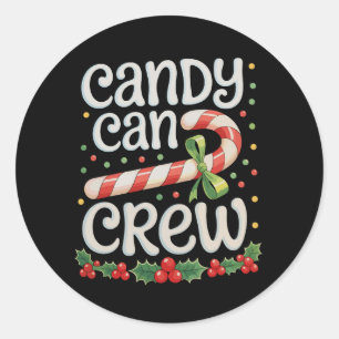Sticker Rond Équipe de bonbons de Noël Xmas Famille Fêtes