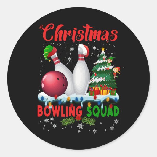 Sticker Rond Équipe de bowling de Noël Dabbing Père Noël drôle  (Devant)