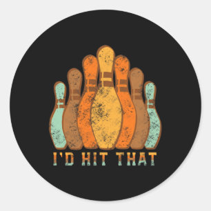 Sticker Rond Équipe de bowling Je frapperais cette Vintage de b