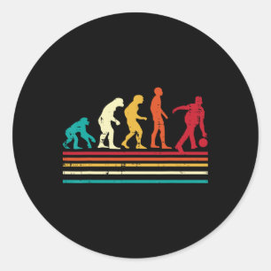 Sticker Rond Équipe de bowling rétro Bowler Evolution Hommes Fe