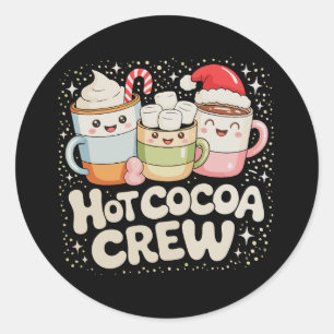 Sticker Rond Équipe de cacao chaud de Noël Vacances de Noël en